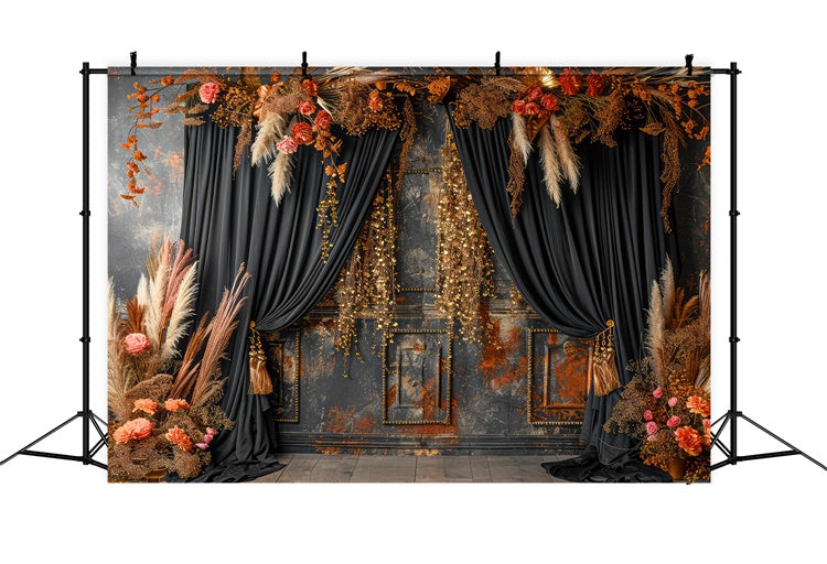 Toile de Fond Boheme Floral Vintage Foncé Photographie GQ2-31