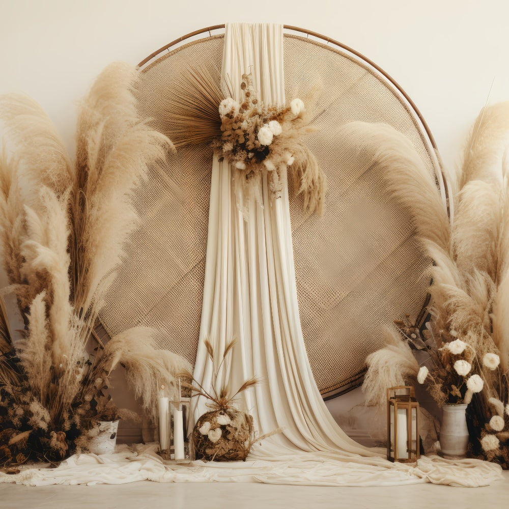 Toile de Fond Boho Arc Chic Pampas Photographie GQ2-32
