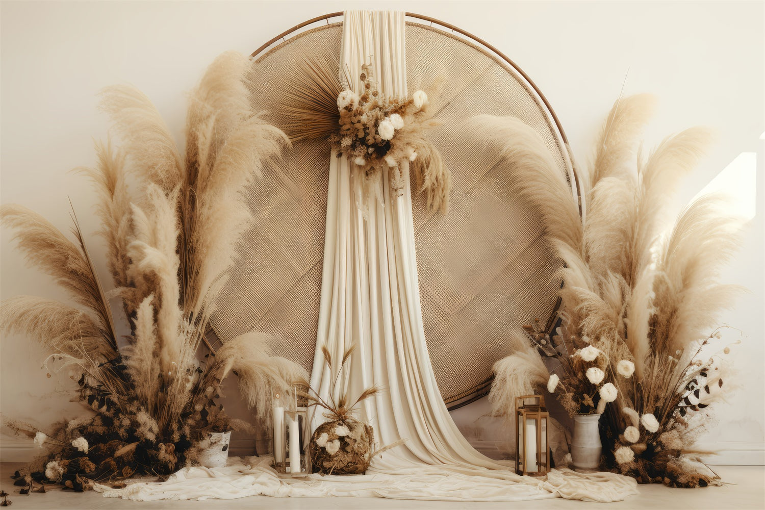 Toile de Fond Boho Arc Chic Pampas Photographie GQ2-32