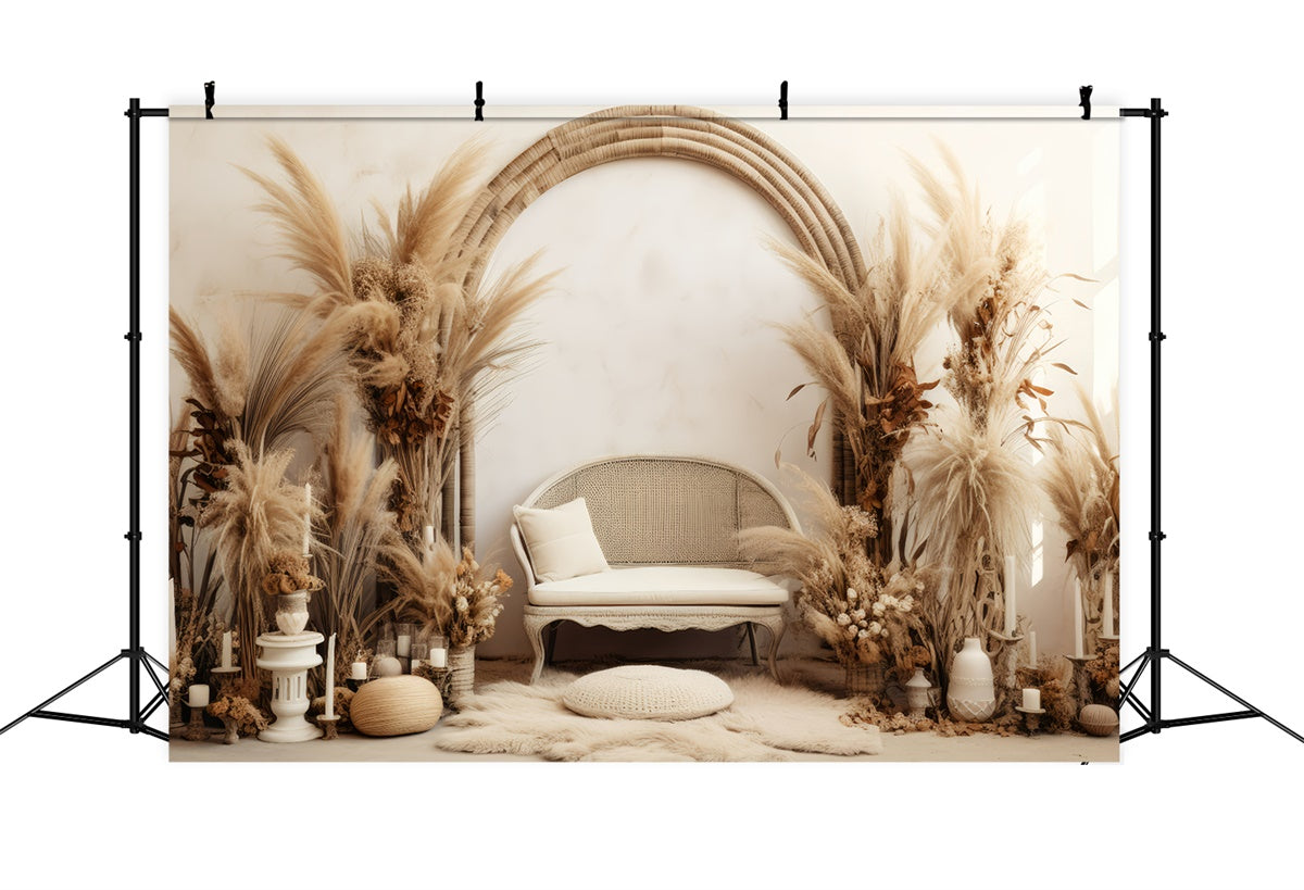 Toile de Fond Boheme Pampas Vintage Bougie Photographie GQ2-34