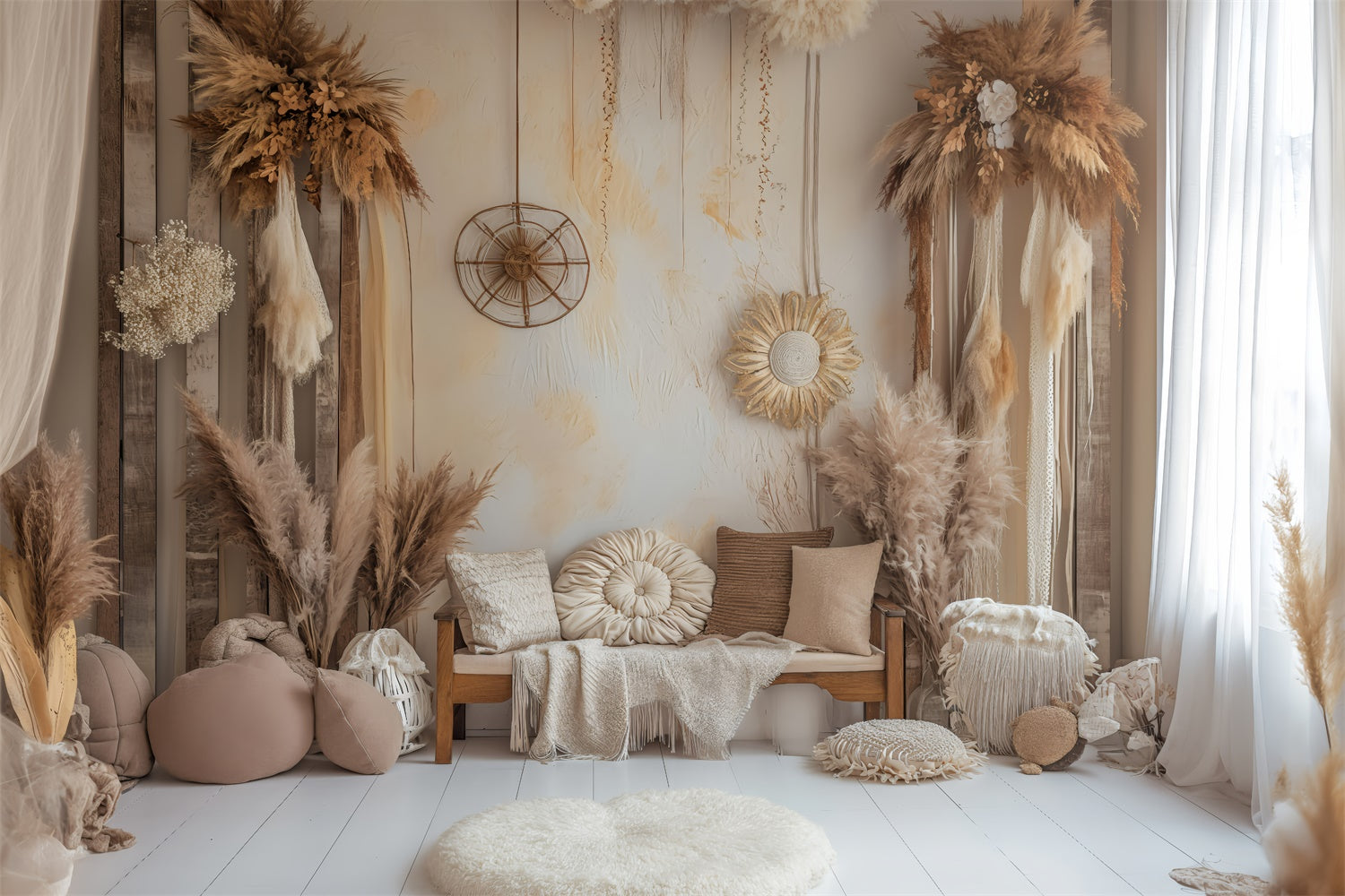 Toile de Fond Boho Idées Ambiance Maison Neutre GQ2-39