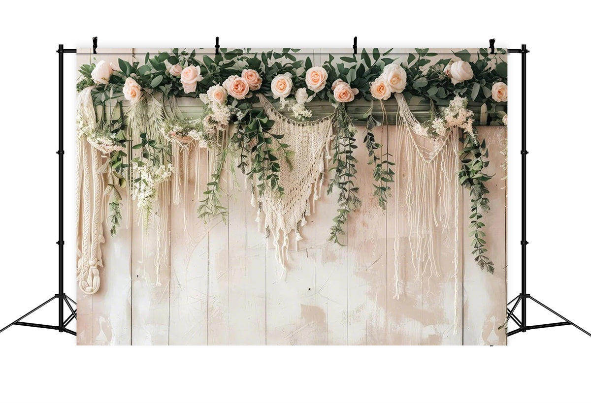 Toile de Fond Boheme Mur Vintage Macramé Végétation GQ2-6