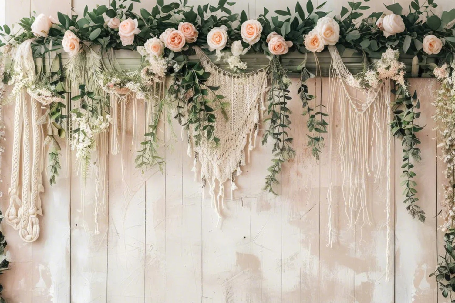 Toile de Fond Boheme Mur Vintage Macramé Végétation GQ2-6