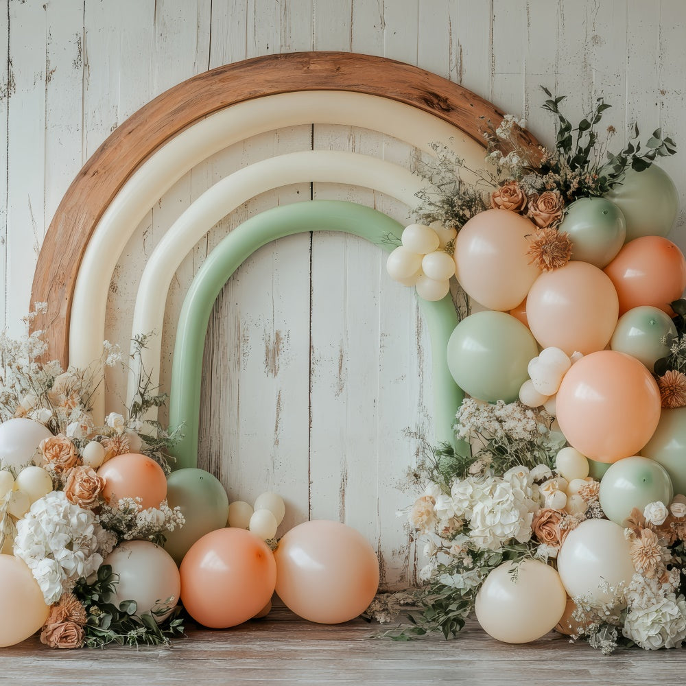 Toile de Fond Boho Arc Ballons Floraux Photographie GQ2-64