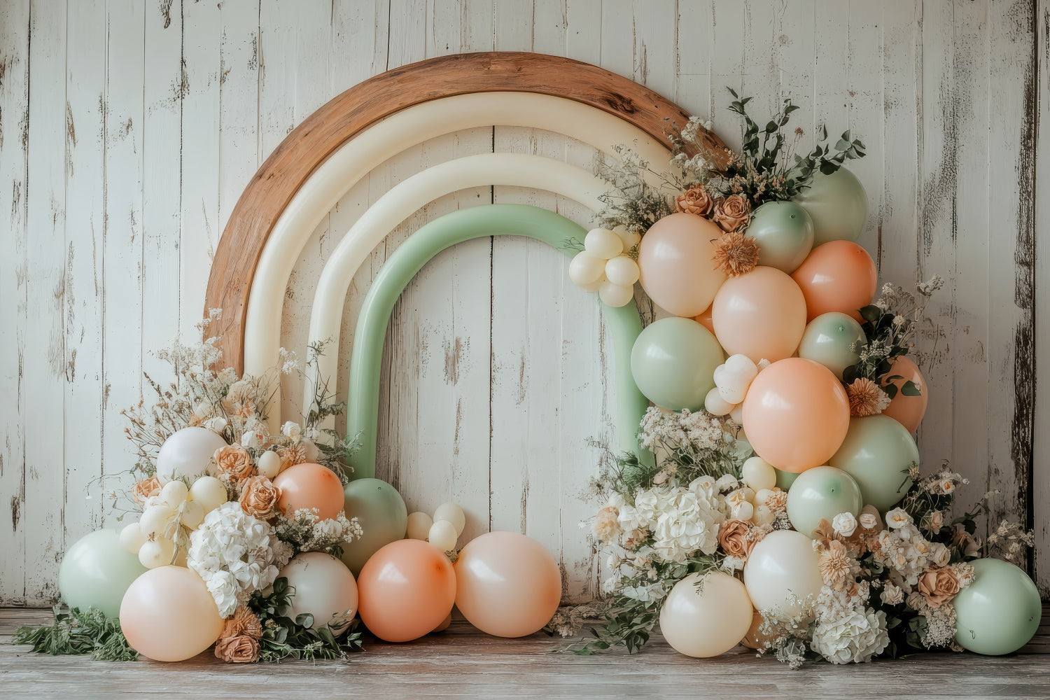 Toile de Fond Boho Arc Ballons Floraux Photographie GQ2-64