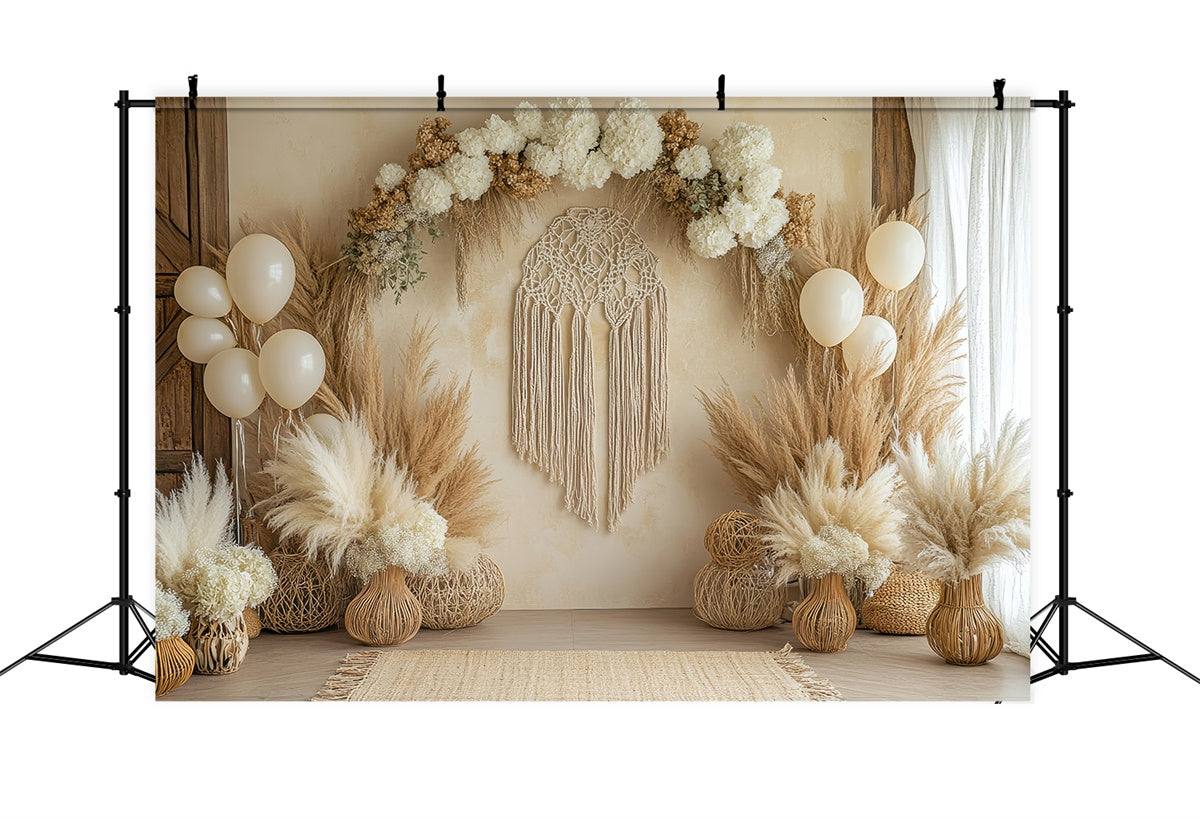 Toile de Fond Boheme Décor Floral Macramé Photographie GQ2-67