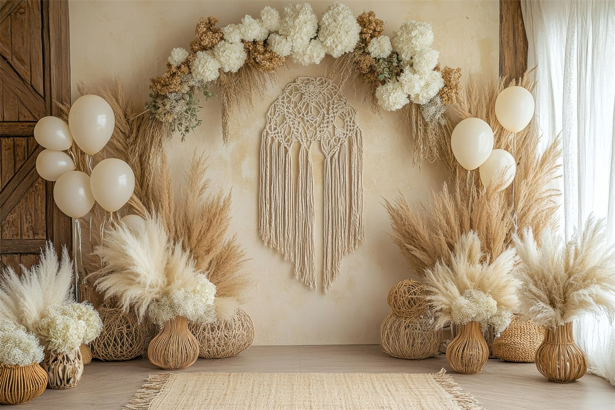 Toile de Fond Boheme Décor Floral Macramé Photographie GQ2-67