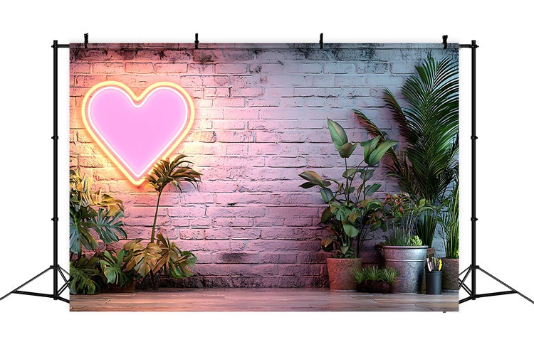 Toile de Fond Boho Idées Néon Coeur Mur Végétation GQ2-74