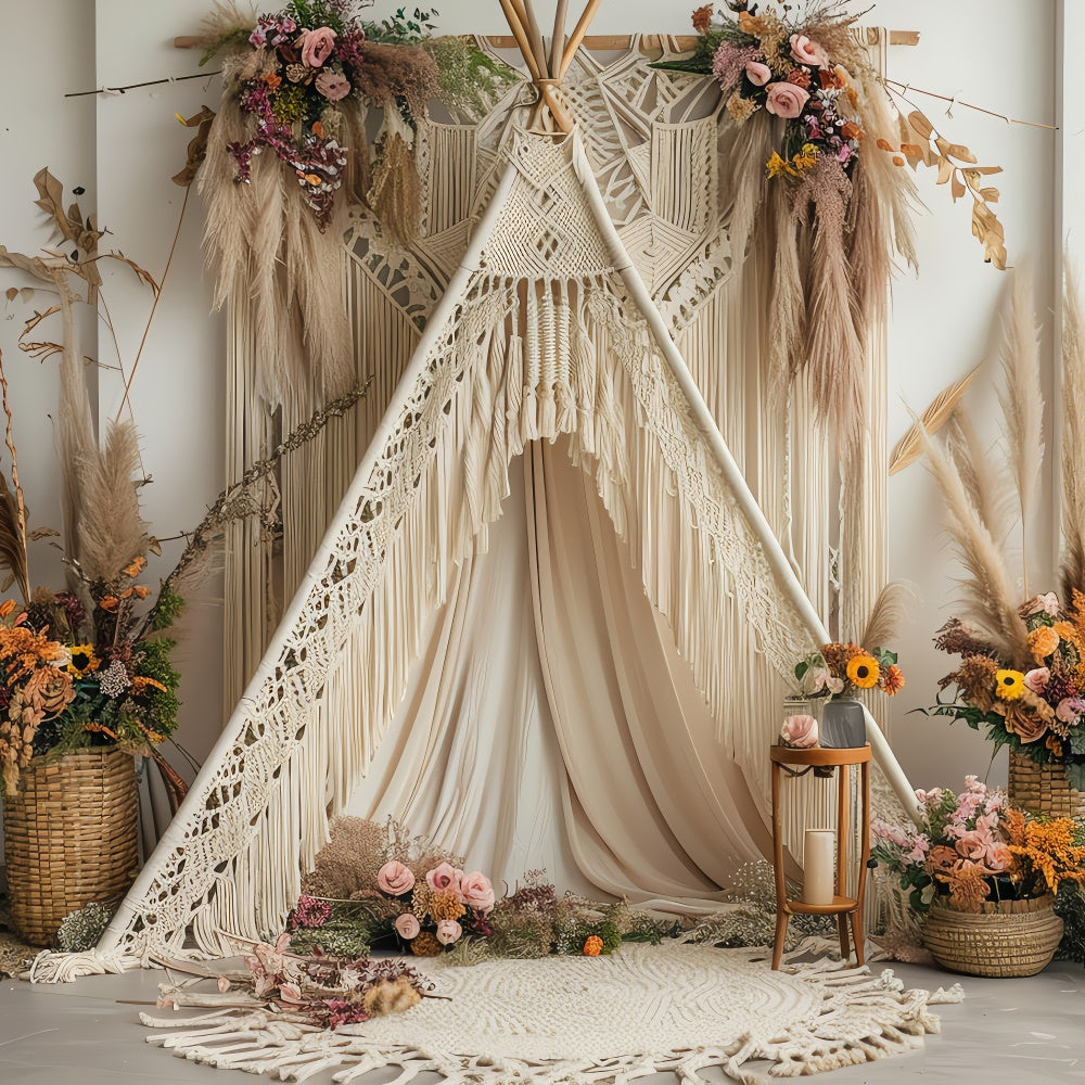 Toile de Fond Boho Idées Teepee Crème Douce Floral GQ2-8
