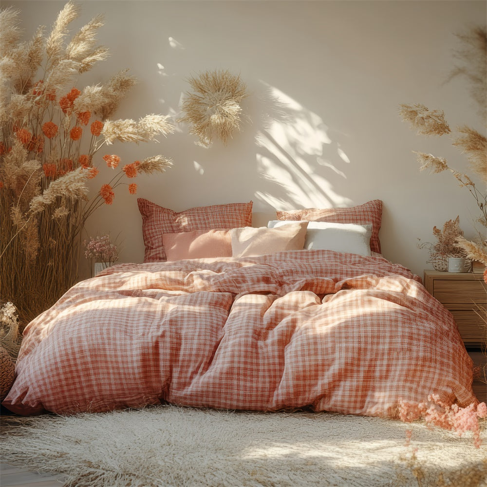 Toile de Fond Boho Idées Lit Pampas Floral GQ2-80