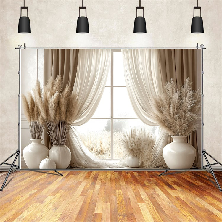 Toile de Fond Boho Idées Fenêtre Pampas Photographie GQ2-82