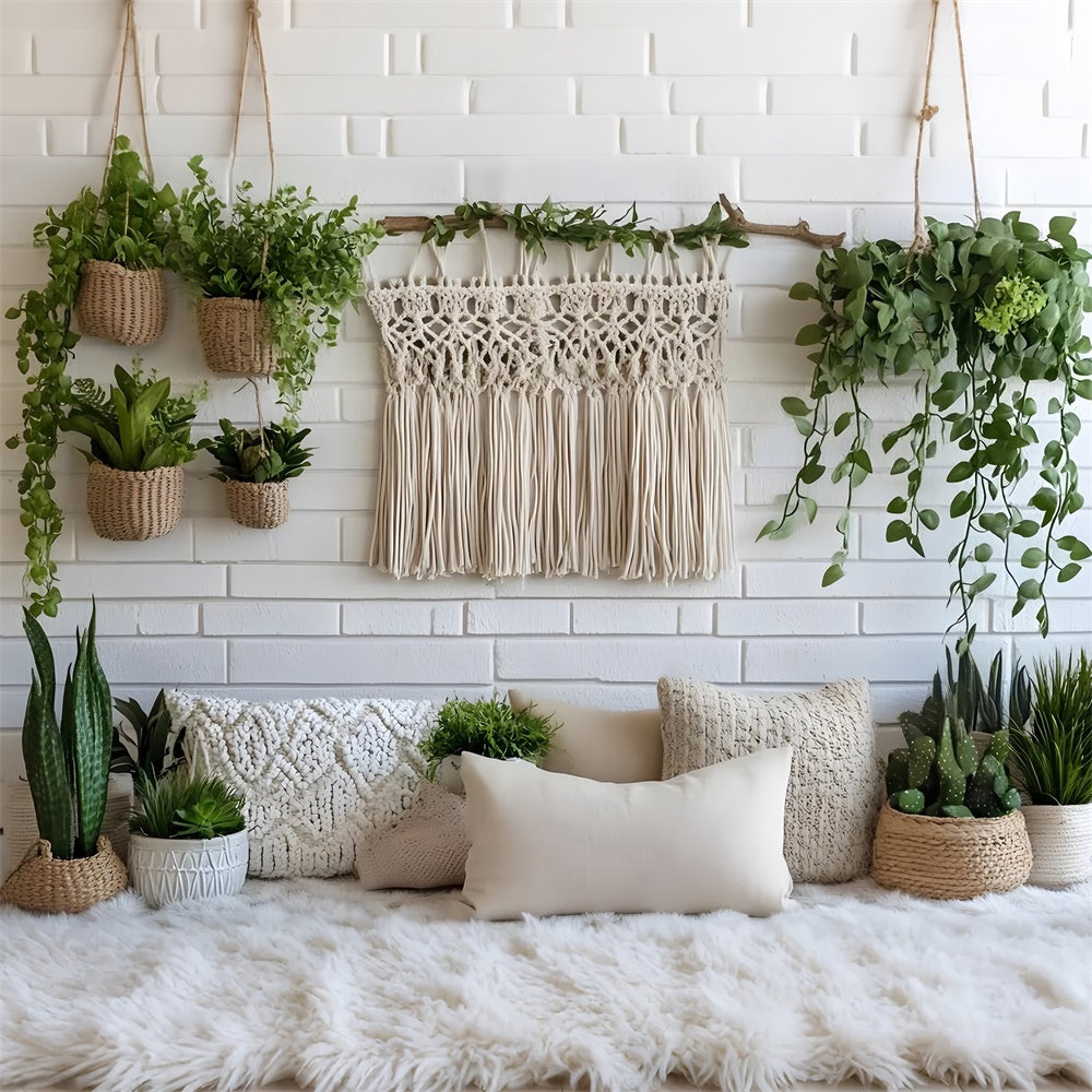 Toile de Fond Boho Décor Macramé Plantes Suspendues GQ2-84