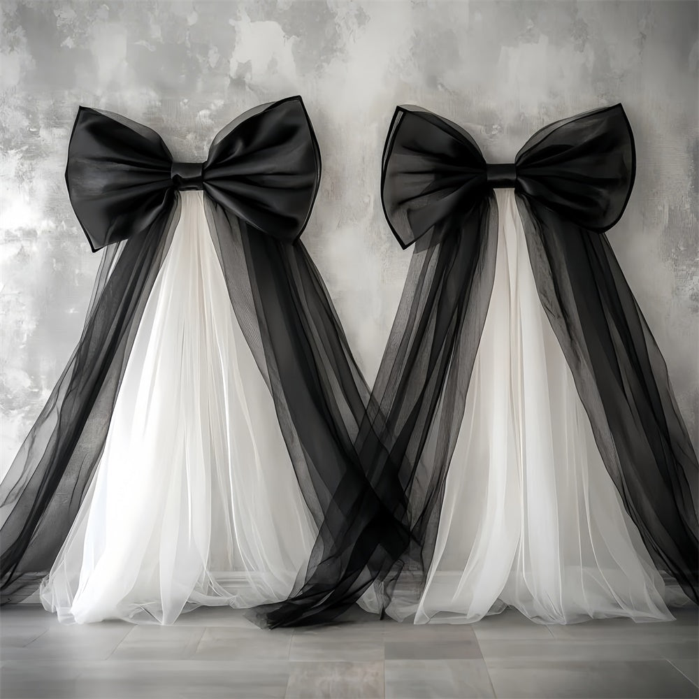 Toile de Fond Joyeuse Fête des Mères Élégant Nœud Noir et Blanc GQ2-87