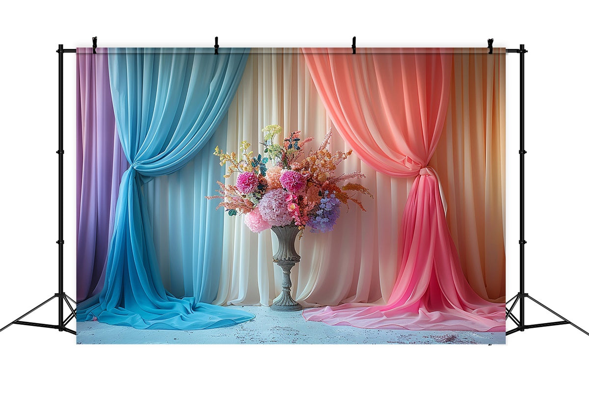 Toile de Fond Fête des Mères Romantique Rideau Ombre Fleurissant GQ2-88