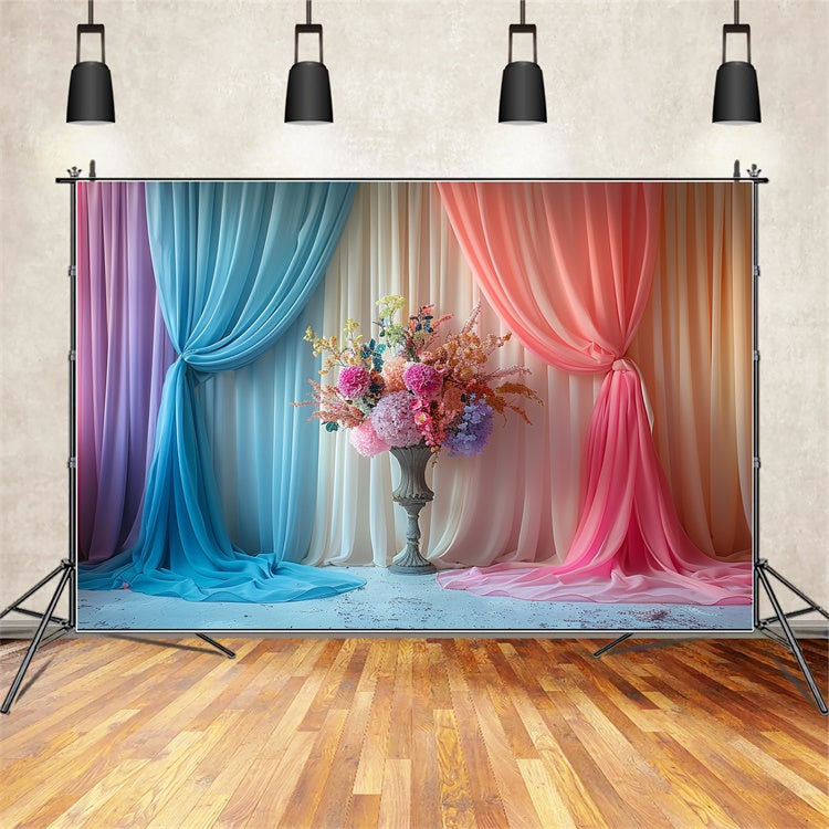 Toile de Fond Fête des Mères Romantique Rideau Ombre Fleurissant GQ2-88