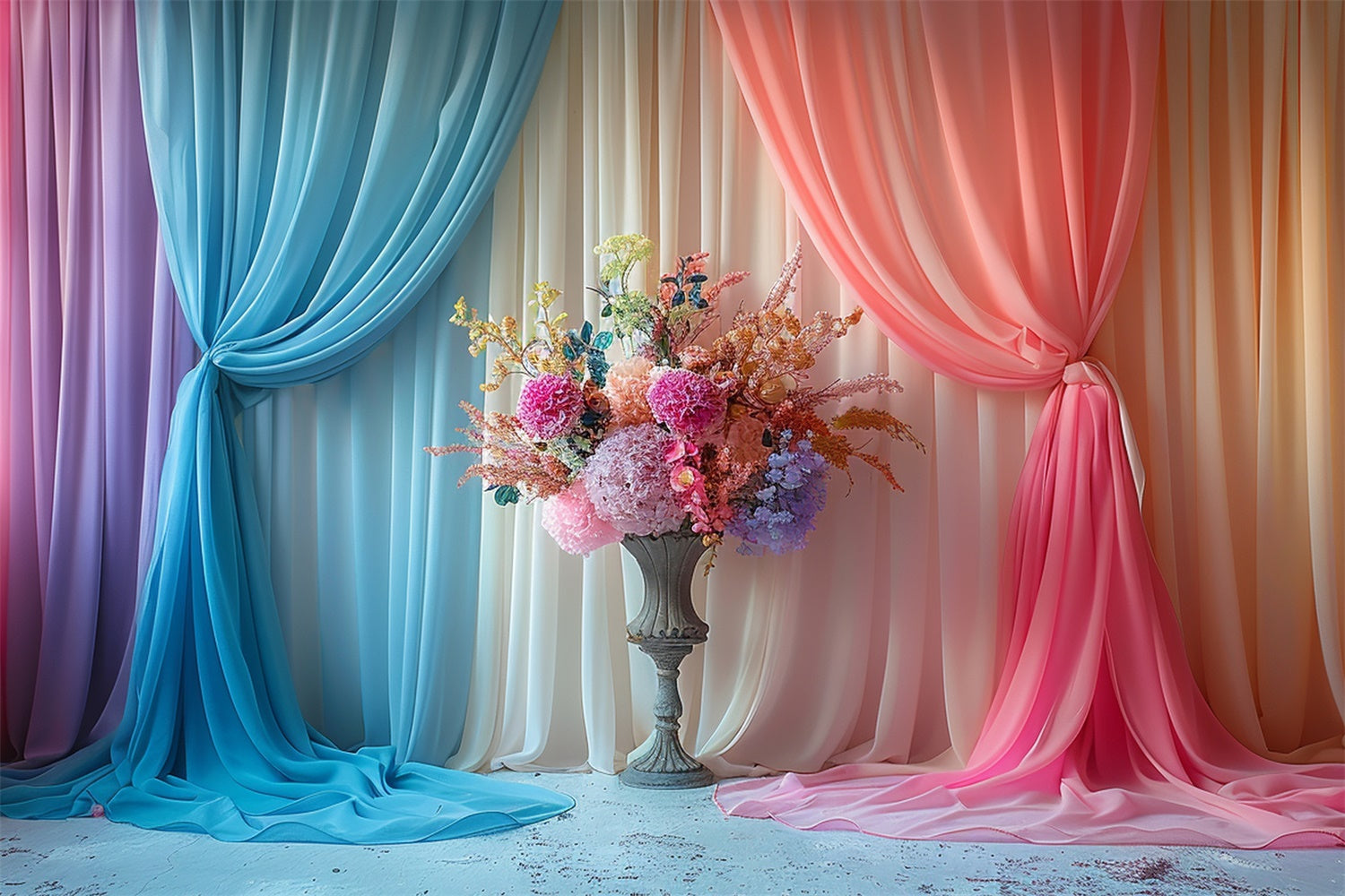 Toile de Fond Fête des Mères Romantique Rideau Ombre Fleurissant GQ2-88
