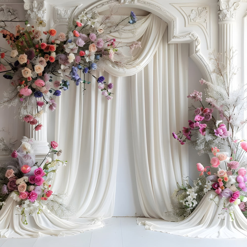 Toile de Fond Photo Fête des Mères Arche Florale Romantique Française GQ2-97