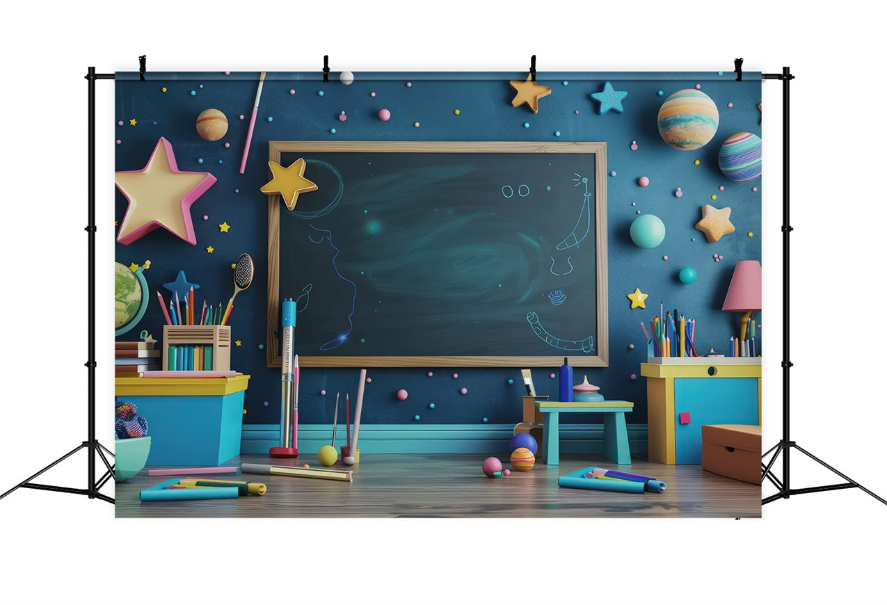 Toile de fond Rentrée des Classes Salle de Classe Thème Espace GQ3-110