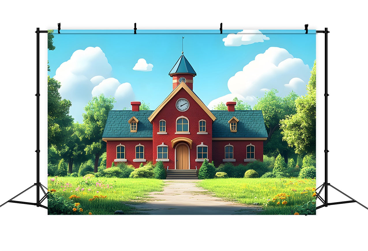 Toile de fond Rentrée des Classes École en Briques Rouges GQ3-111