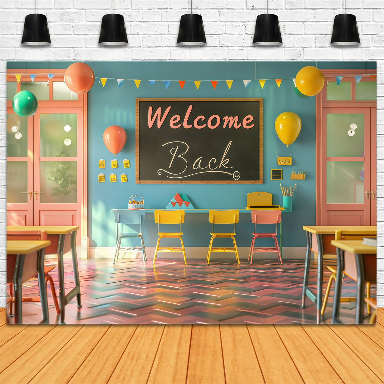 Toile de fond Bienvenue Rentrée des Classes Salle de Classe Accueillante GQ3-131