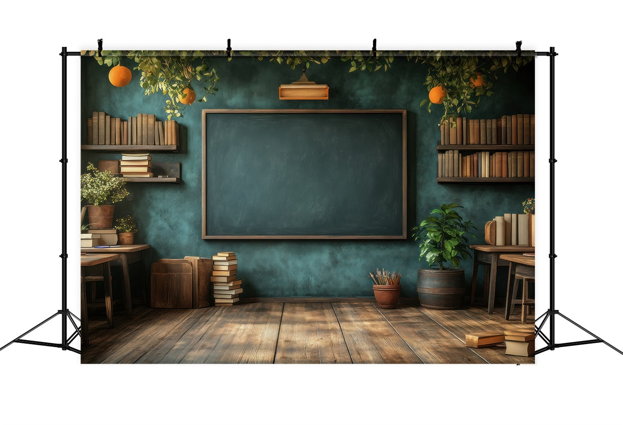 Toile de fond Rentrée des Classes Salle de Classe en Bois Tableau Noir GQ3-133
