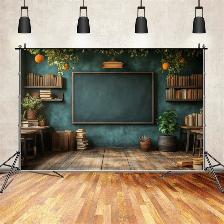 Toile de fond Rentrée des Classes Salle de Classe en Bois Tableau Noir GQ3-133