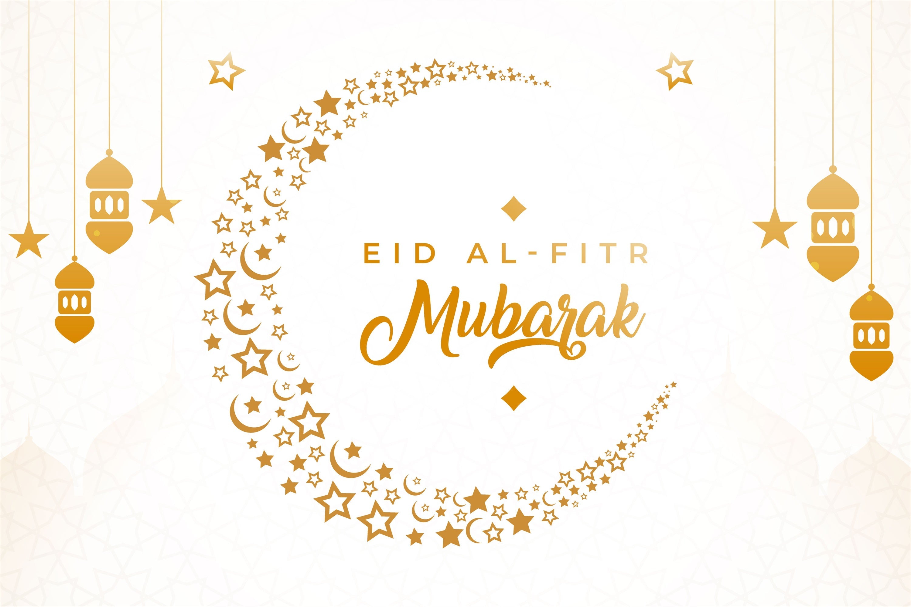 Toile de fond Eid Mubarak Croissant Minimaliste Doré Eid GQ3-88