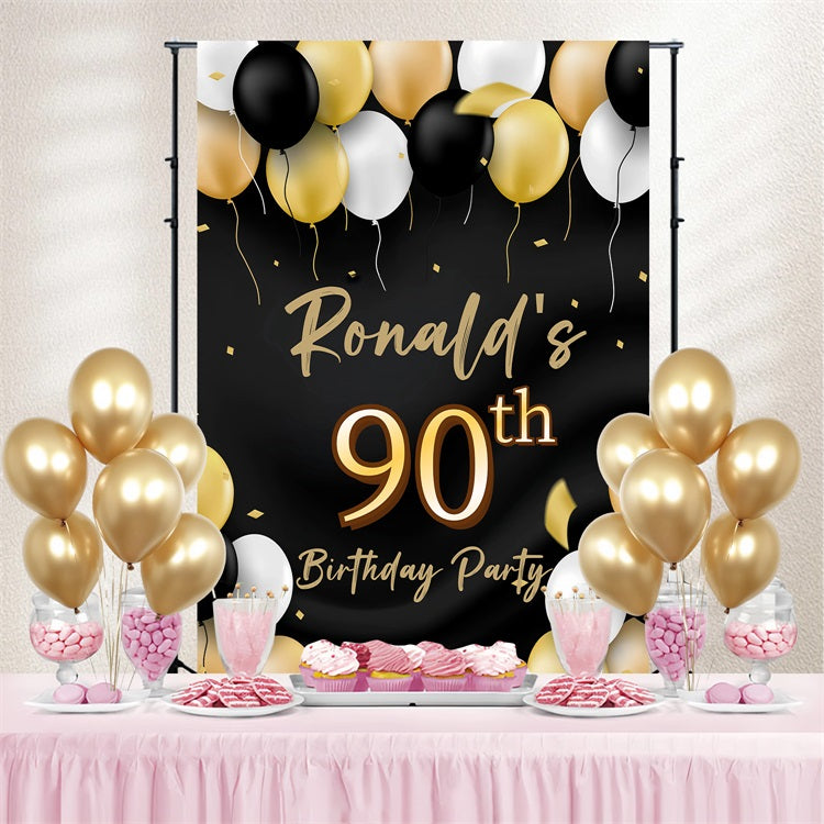 Toile de fond Anniversaire Personnalisée Ballons Fête 90 Ans GQ4-20