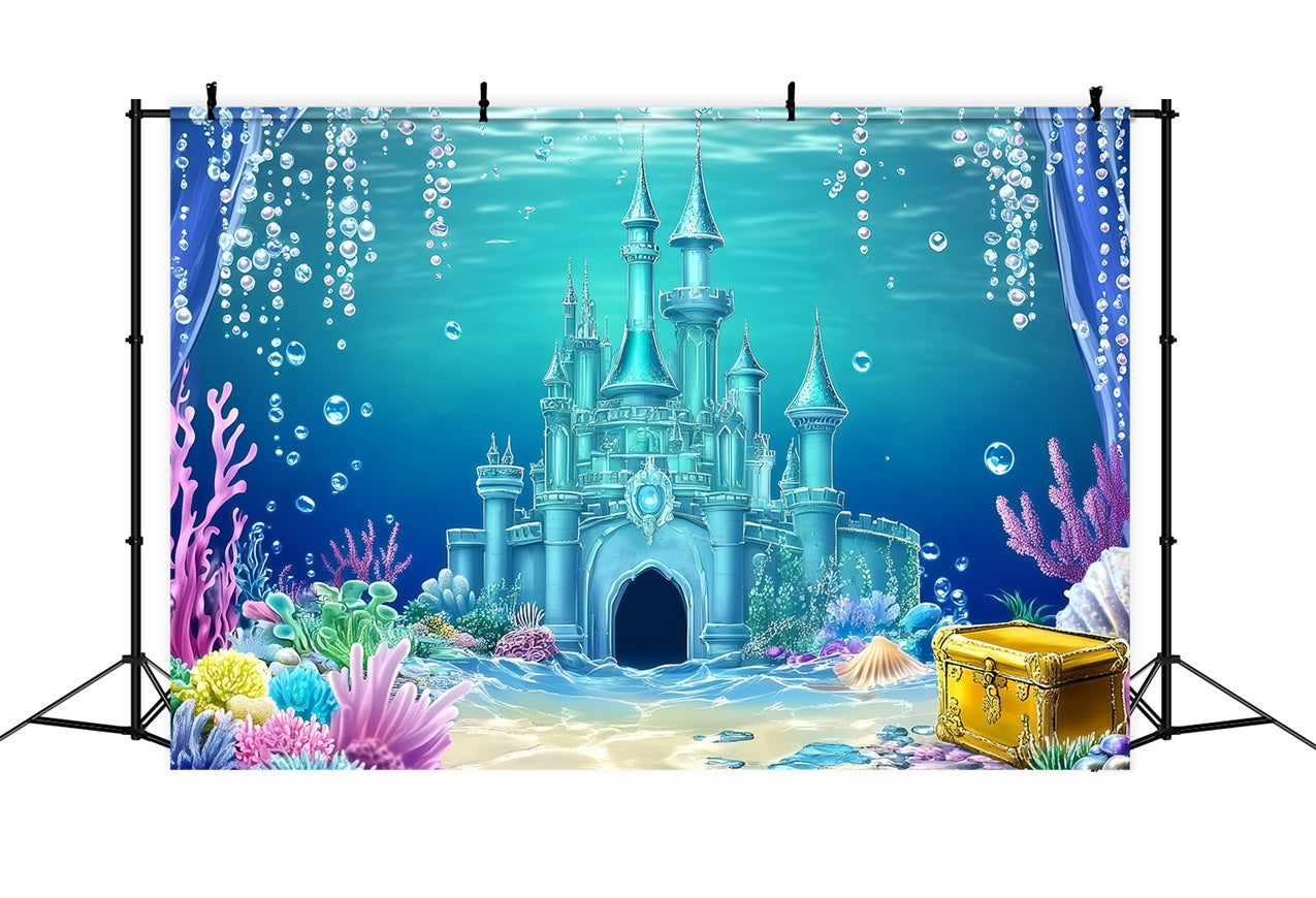 Toile de fond de Plage Été Château Sous-Marin GQ4-251