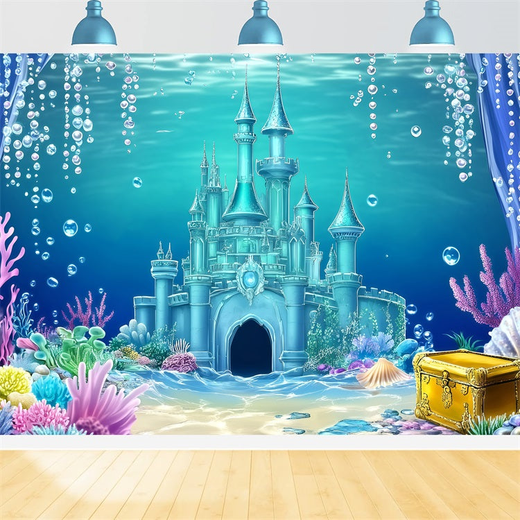 Toile de fond de Plage Été Château Sous-Marin GQ4-251