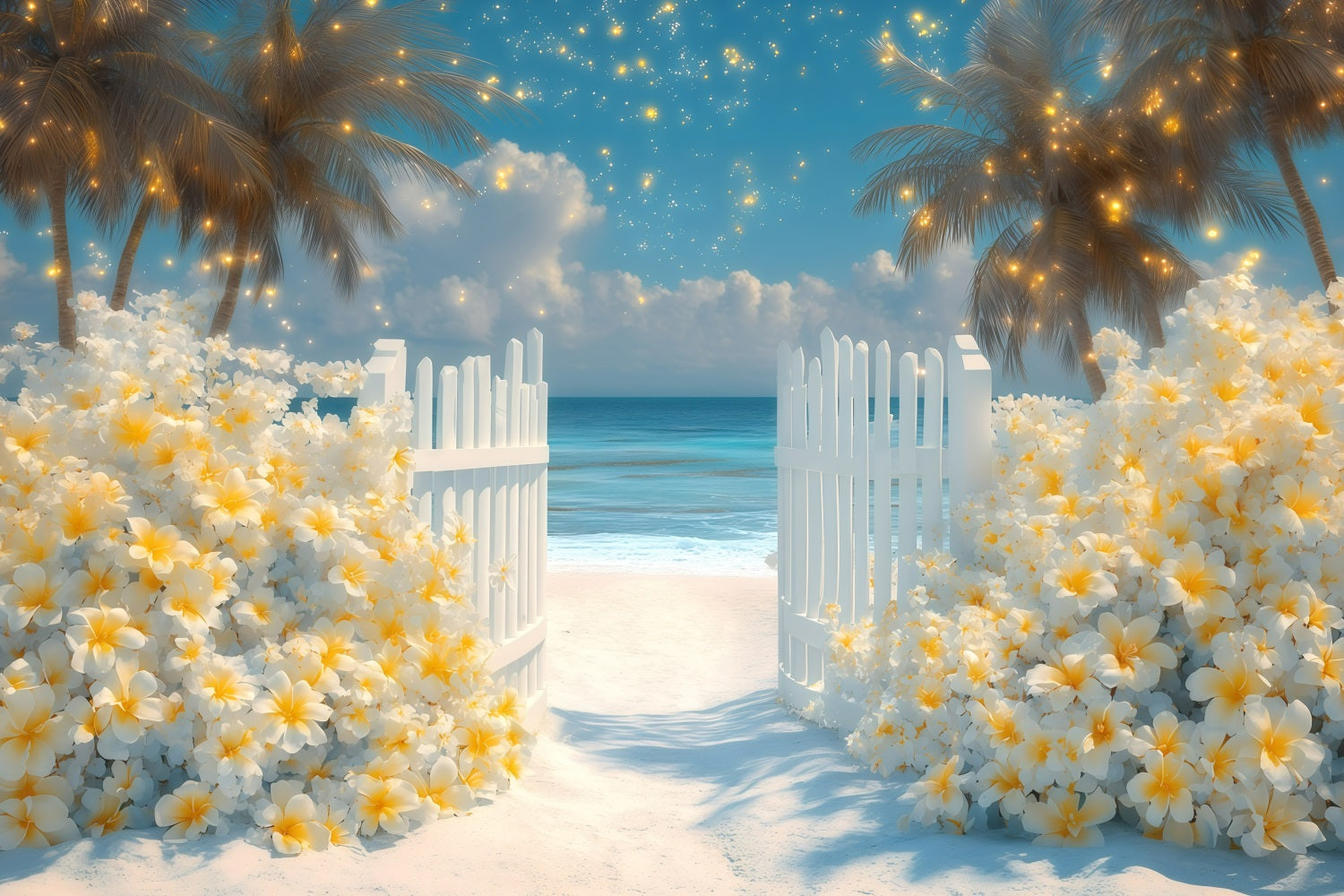 Toile de fond Été Fleurs Tropicales Bord de Mer GQ4-268