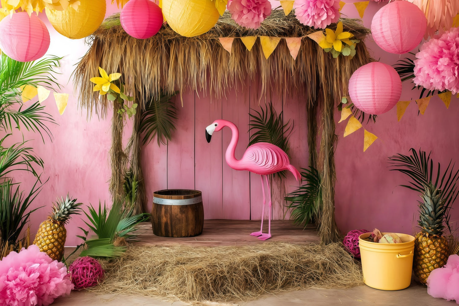 Toile de fond Été Fête Flamant Rose Tropicale GQ4-285