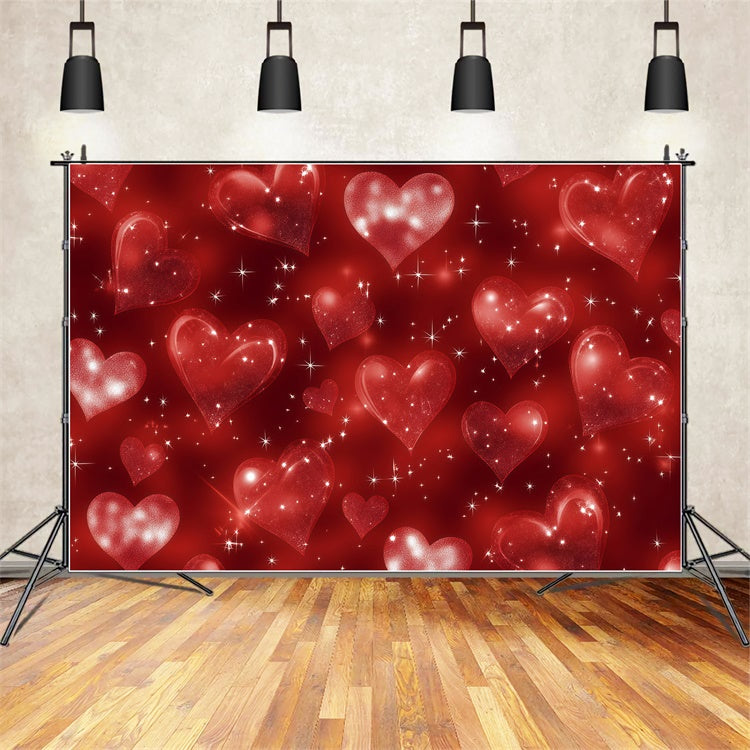 Toile de fond Vieille École Cœurs d'Amour Rouges Brillants Vintage GQ4-300