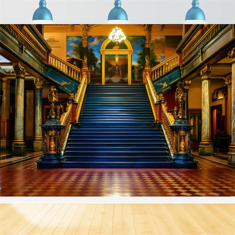 Toile de fond Photo Vintage Pour Photoshoot Grand Escalier Royal GQ4-321