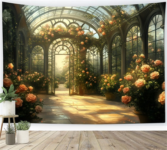 Toile de fond Photo Vintage Pour Photoshoot Serre Romantique Roses GQ4-335