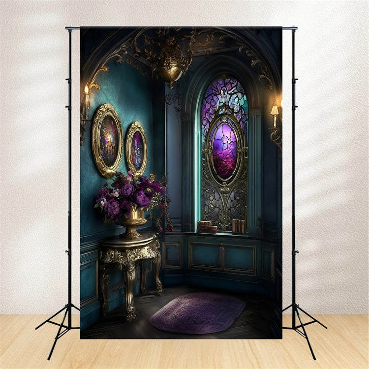 Toile de fond Victorienne Backdrops Fenêtre en Verre Ornée Photo Vintage GQ4-341