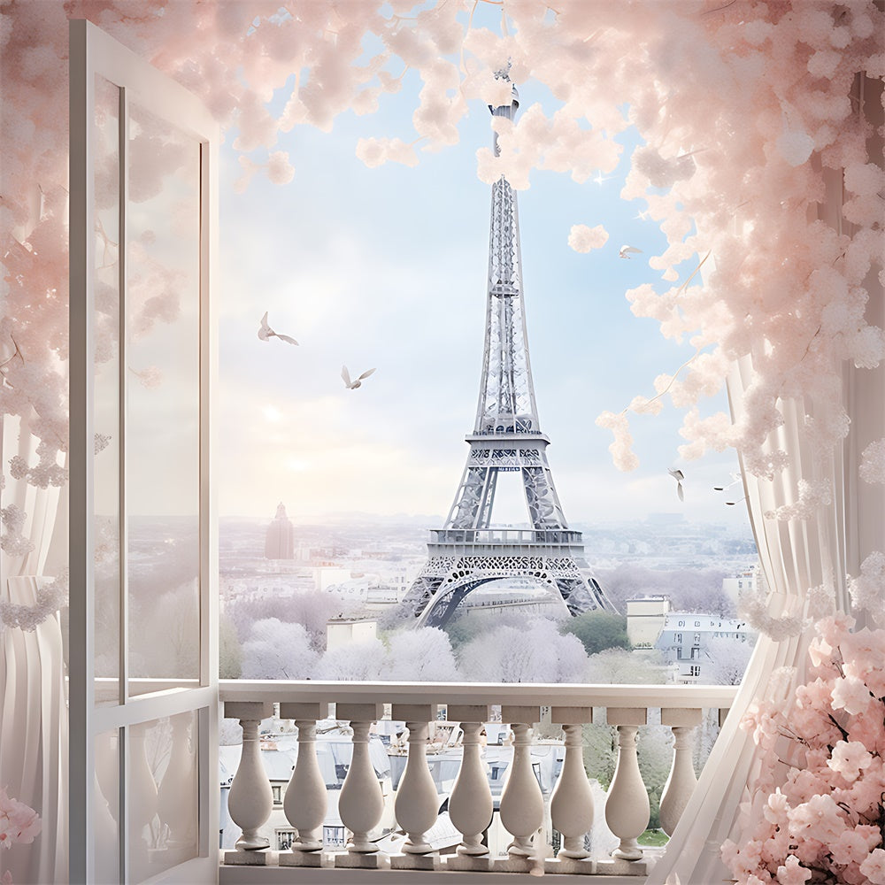 Toile de fond Thème Paris Balcon Élégant Tour Eiffel GQ4-64