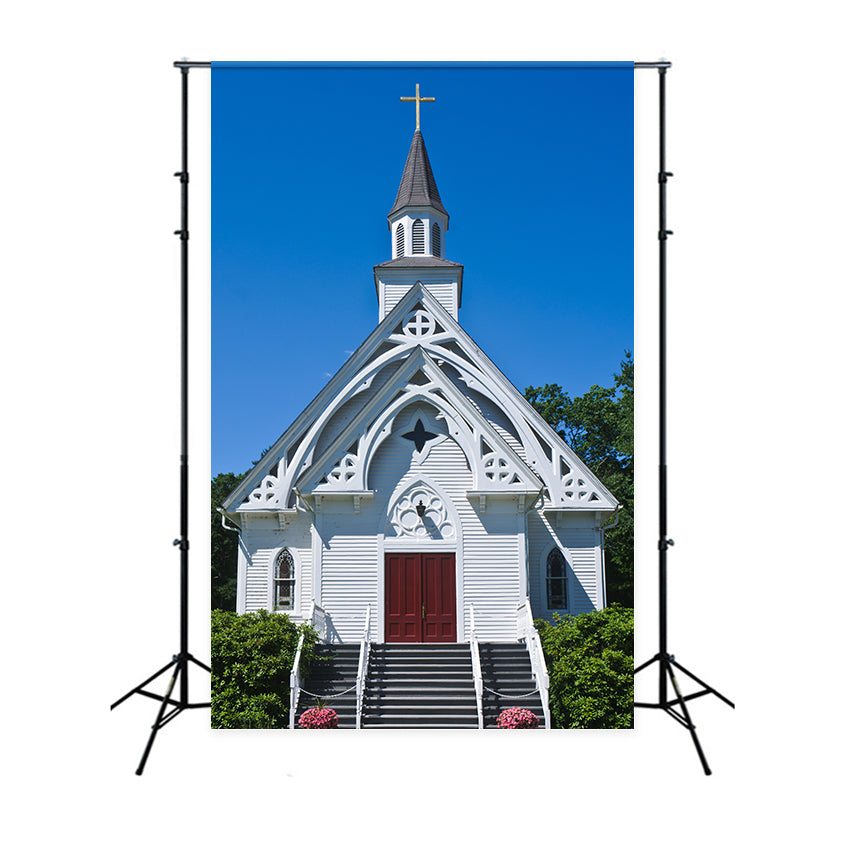Toile de fond Église Architecture Classique Blanche Ciel GQ4-77