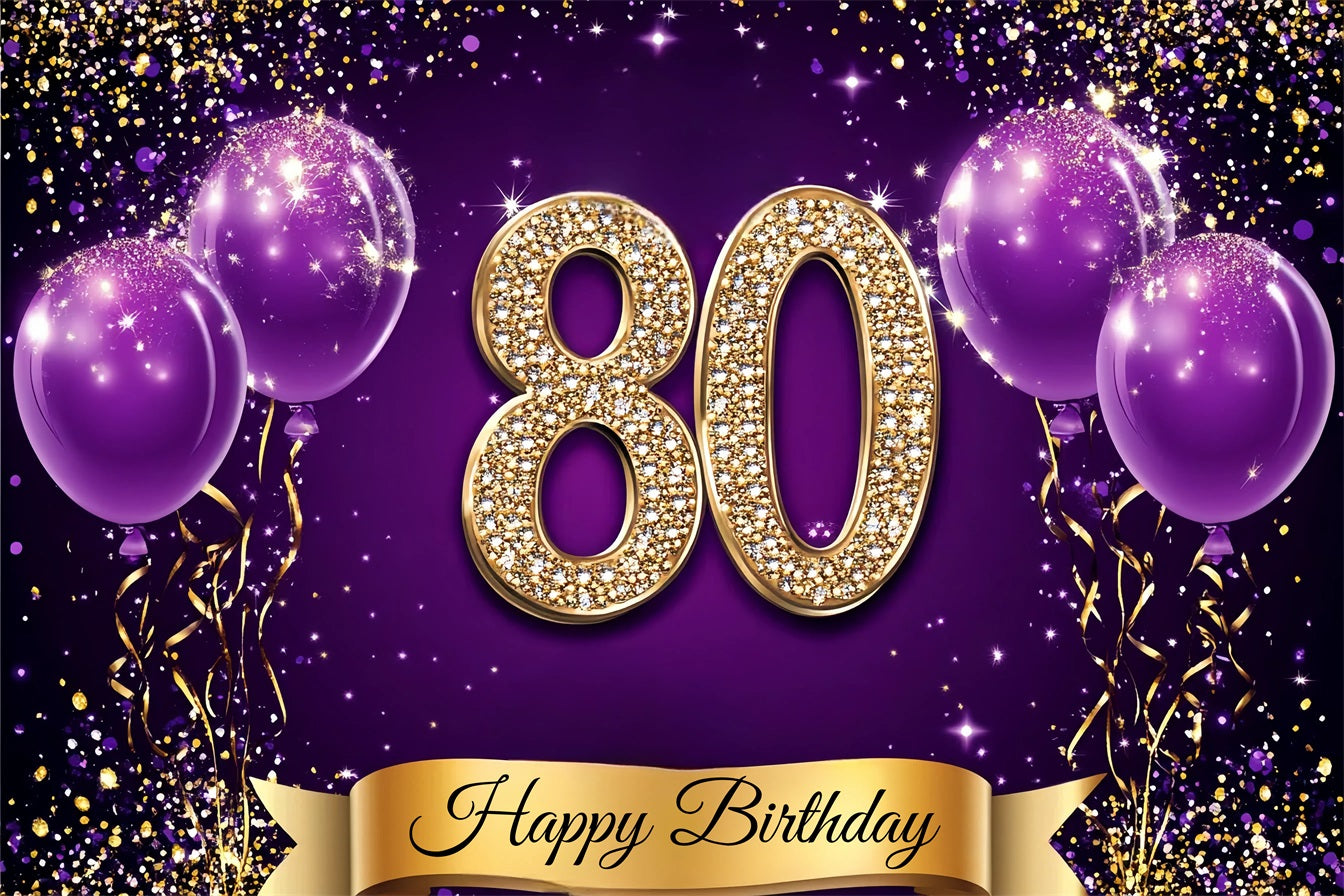 Toile de fond Personnalisable Anniversaire Diamant 80ème Ballon GQ4-9