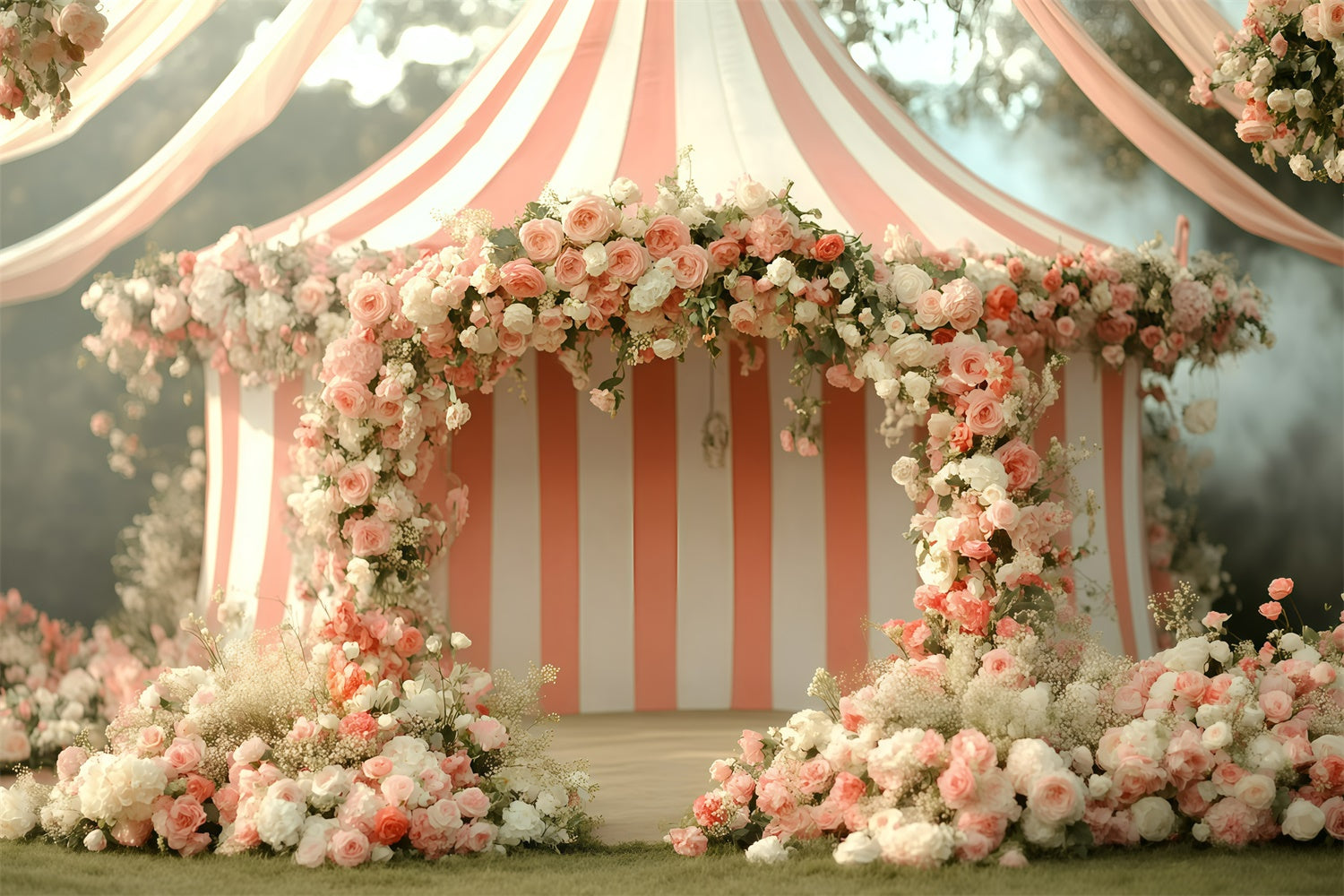 Toile de fond Carnaval Arche de Roses Romantiques Chapiteau GQ5-134