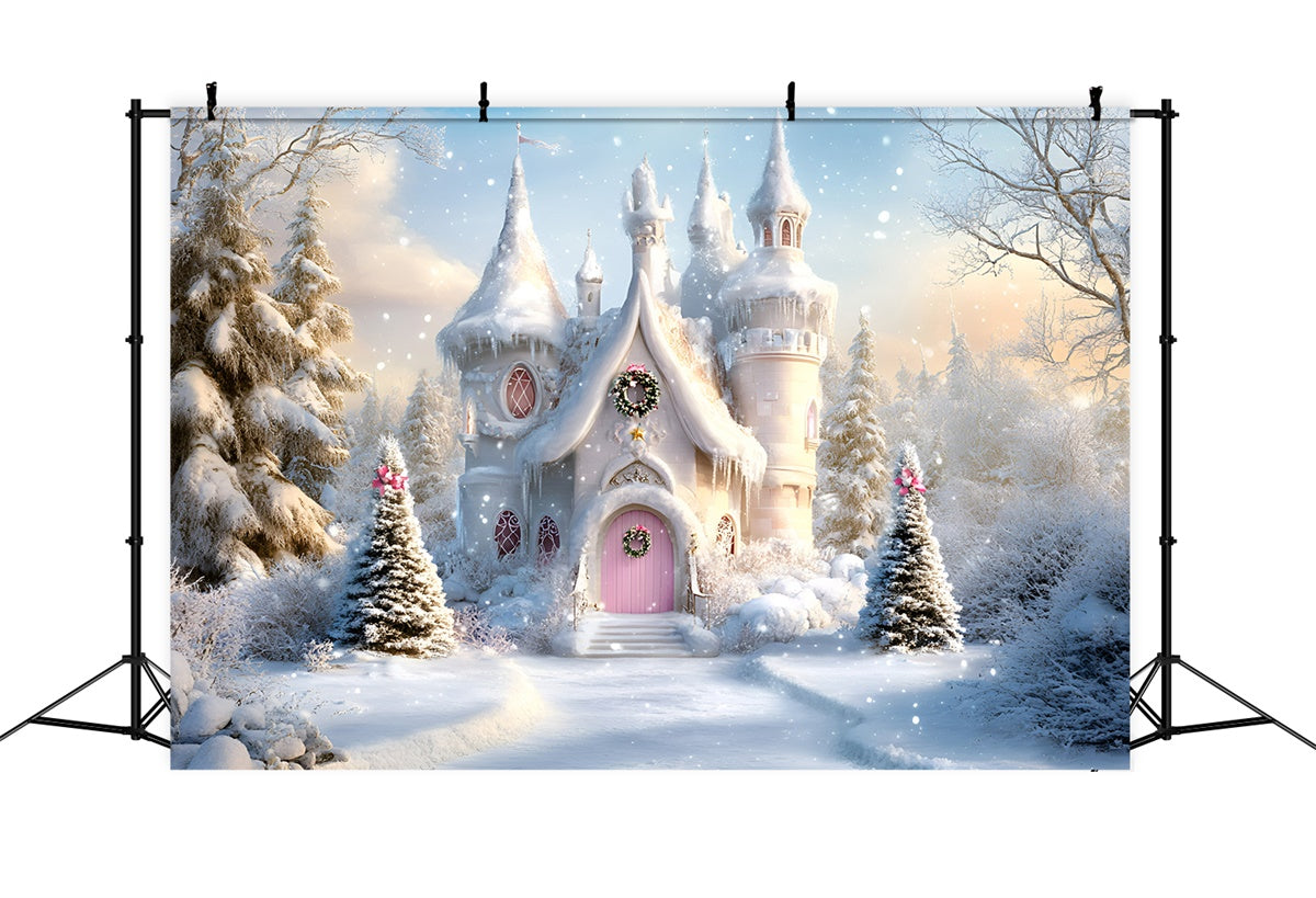 Toile de fond photo Noël Porte Rose et Rêves d’Hiver GQ57-25