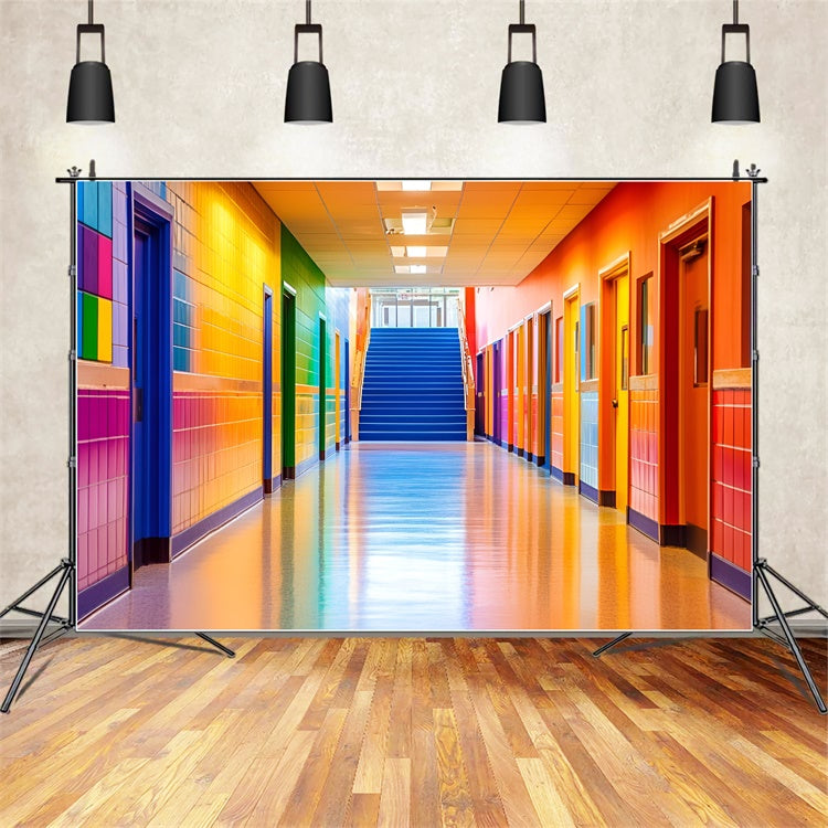 Toile de fond Salle de Classe Couloir Arc-en-ciel GQ6-147