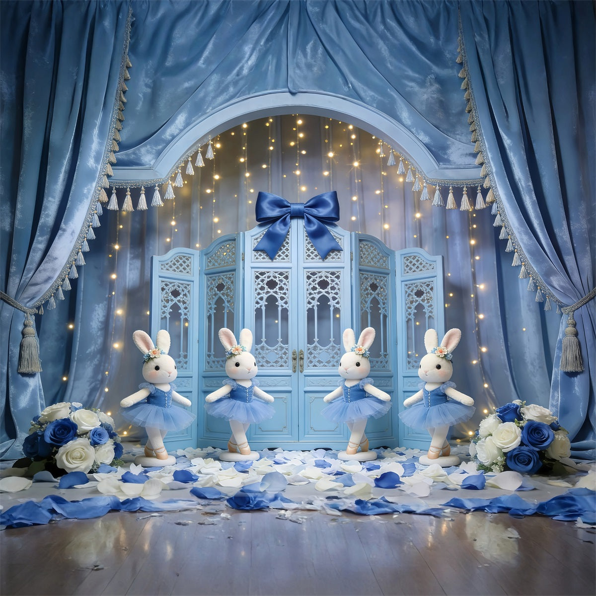 Toile de fond Pâques Rideau Bleu Scène Ballet GQ61-27
