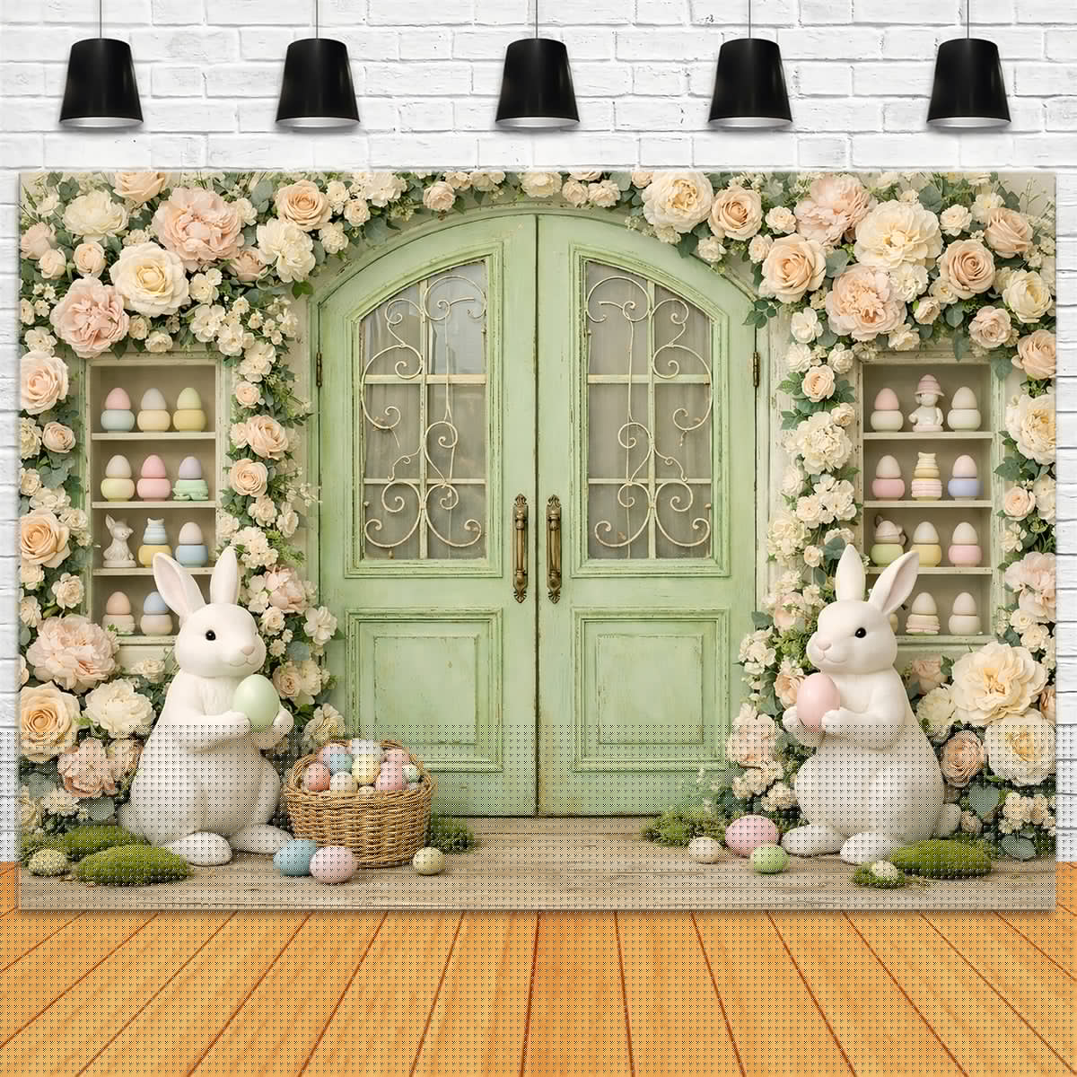 Fond de Pâques Entrée Couronne Jardin Vintage GQ61-29