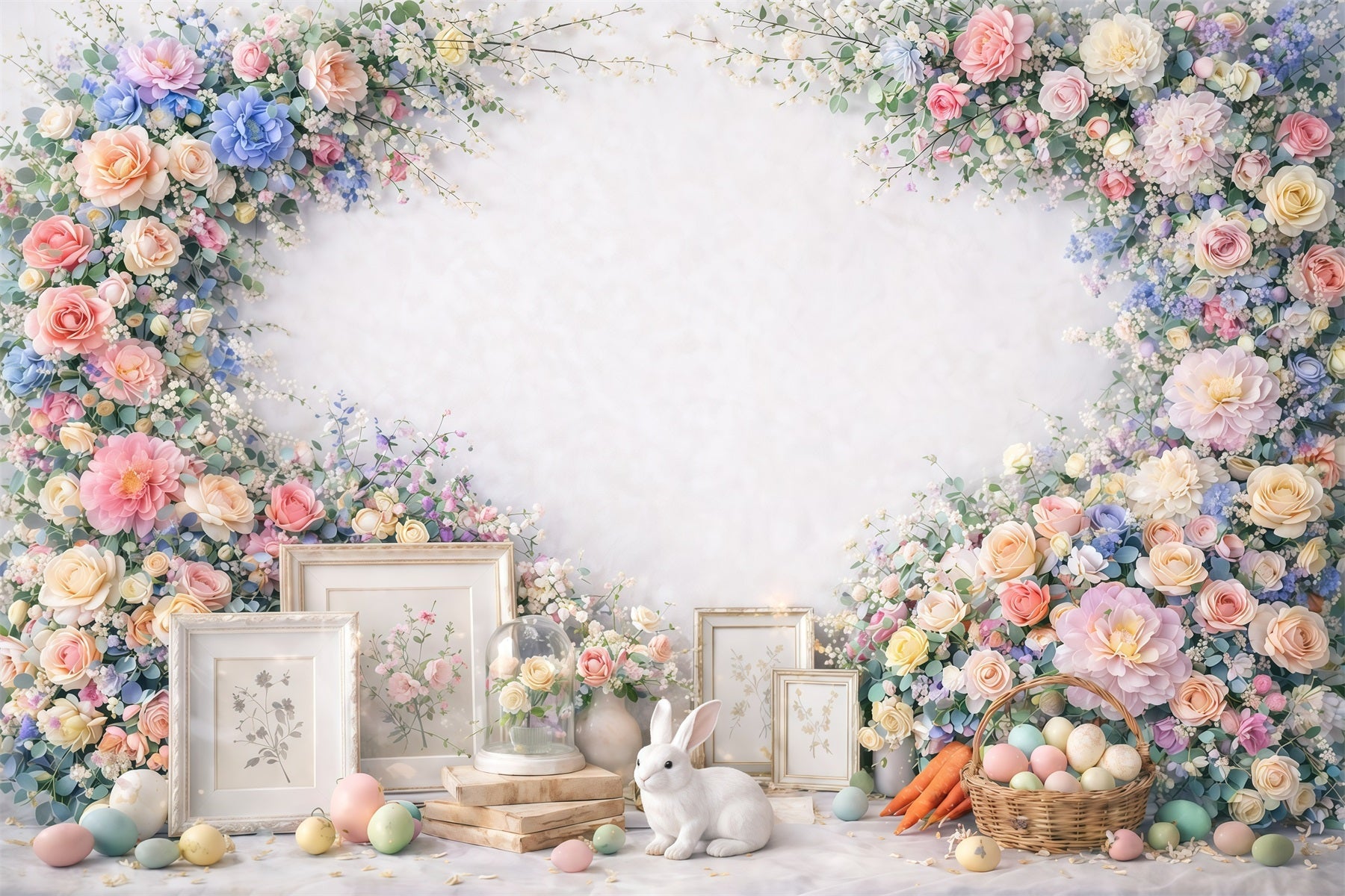 Fond de Pâques Lapin Œuf Minimal Ton Crème GQ61-37