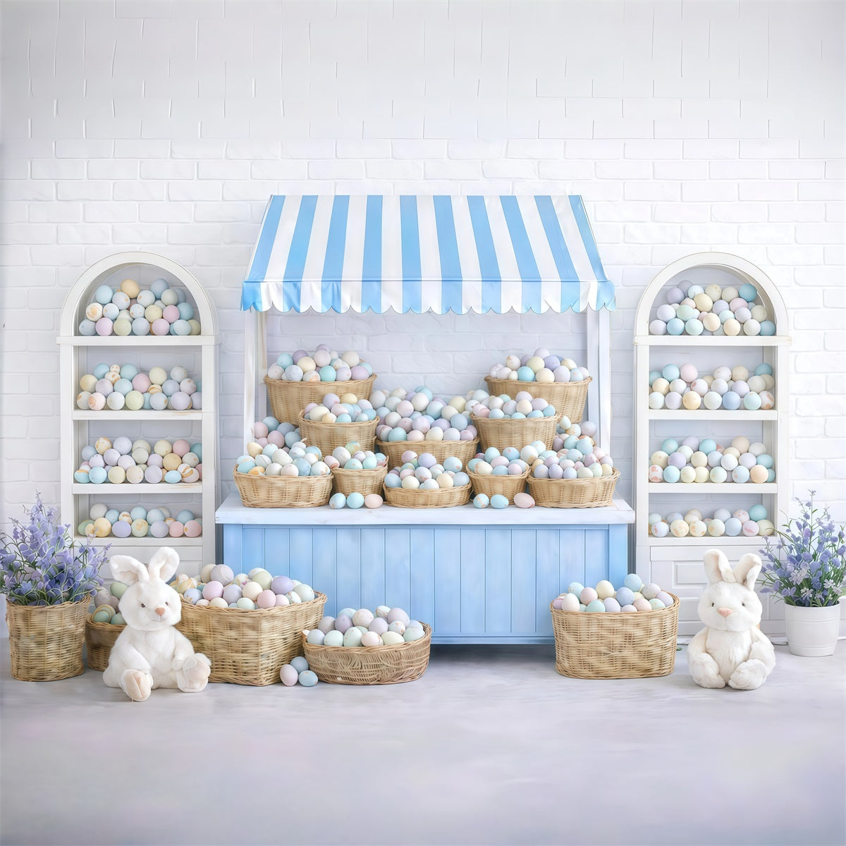 Fond Photo Pâques Stand Marché Œufs Pastel GQ61-38
