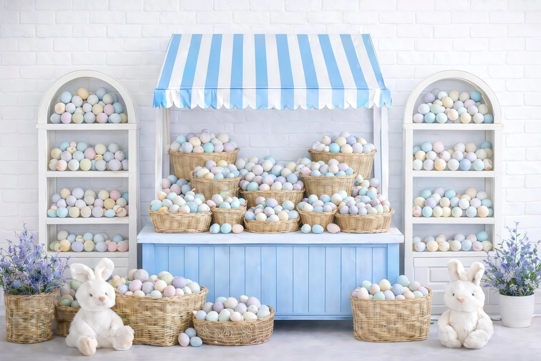 Fond Photo Pâques Stand Marché Œufs Pastel GQ61-38