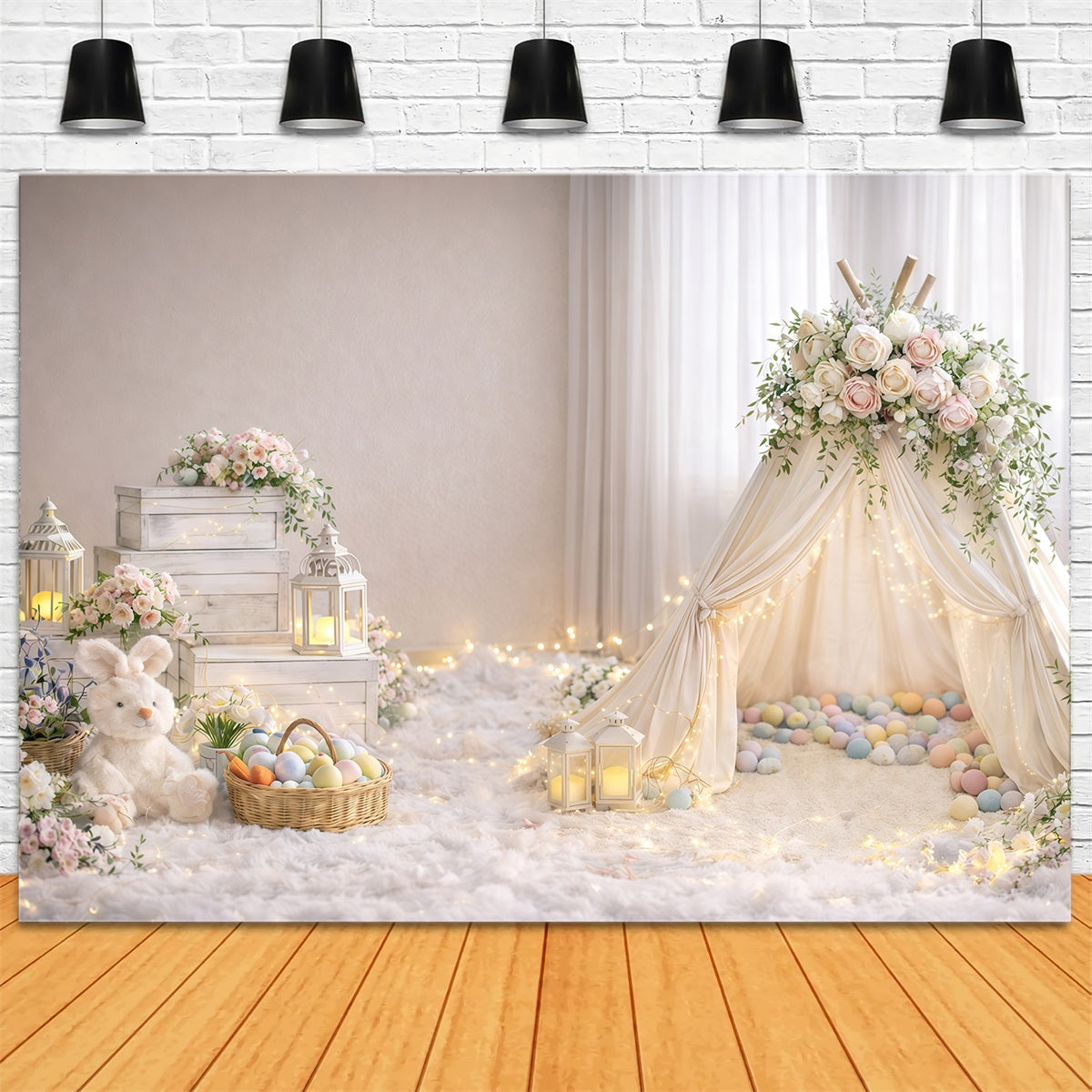 Toile de fond Pâques Tipi Floral Lueur Douce GQ61-39