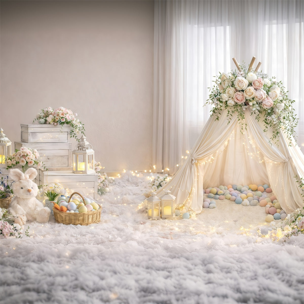 Toile de fond Pâques Tipi Floral Lueur Douce GQ61-39