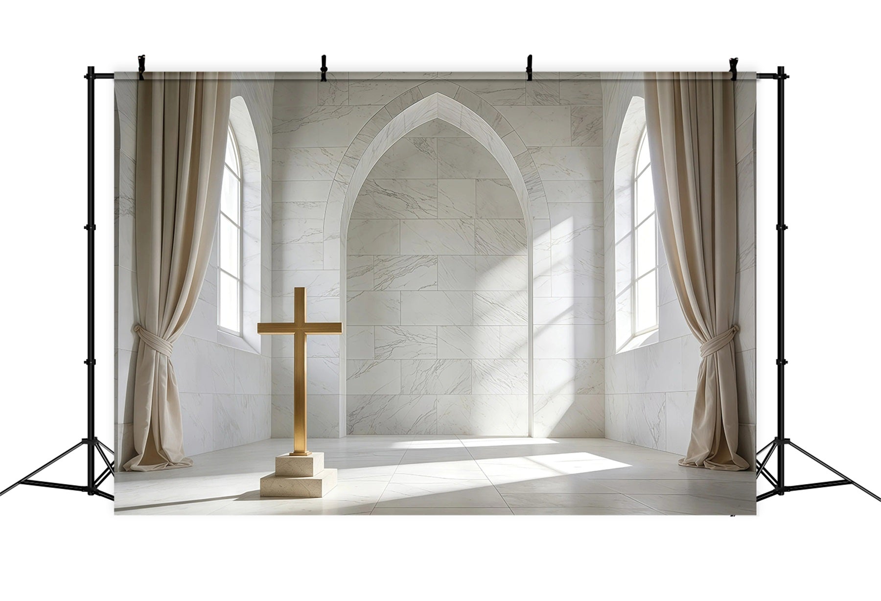 Toile de fond Pâques Fenêtre Croix Sacrée Religieuse GQ61-51